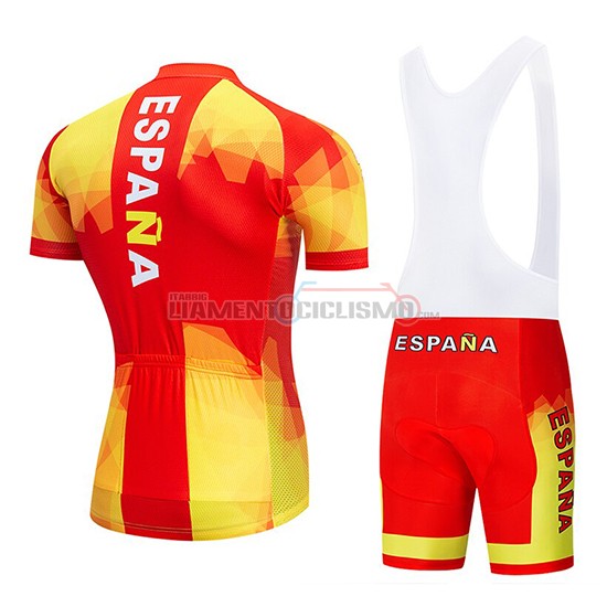 Abbigliamento Ciclismo Spagna Manica Corta 2019 Rosso Giallo